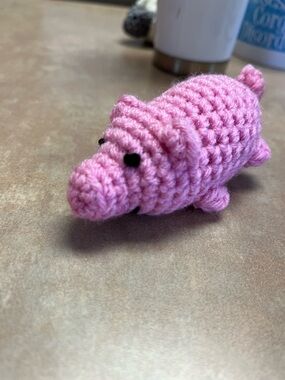 Handmade Crochet Pink Piggy Cat Toy